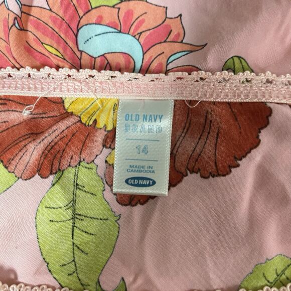 Vintage Y2k Sz 14 Old Navy Skirt Pink Floral Cottagecore Country Feminine Spring - Picture 5 of 8